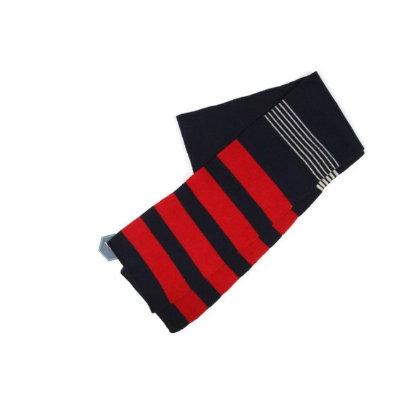 JONATHAN ADLER Navy Blue Red Striped Wool Scarf Glove Hat Beanie Set /018 main image 4